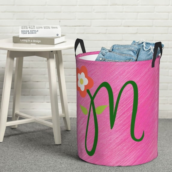YFYANG Waterproof Laundry Hamper, Red Flower Art Laundry Basket Oxford Fabric with Handle Foldable, S