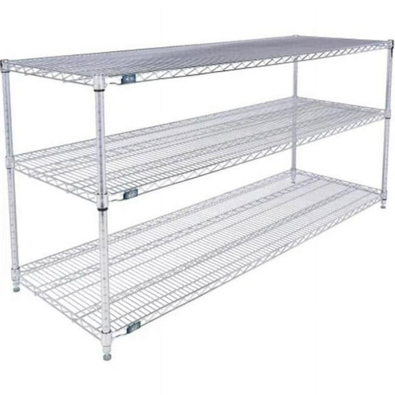 Global Industrial 24723C3 Nexel 3 Shelf Chrome Wire Shelving Unit Starter, Chrome - 72 x 24 x 34 in.