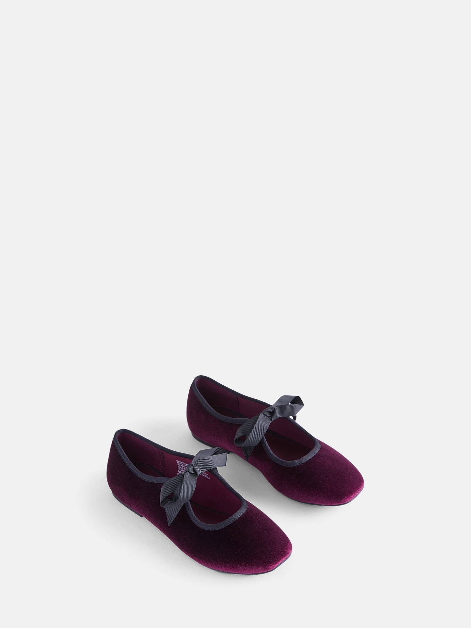 Wonder Nation Girls Velvet Bow Ballet Flats