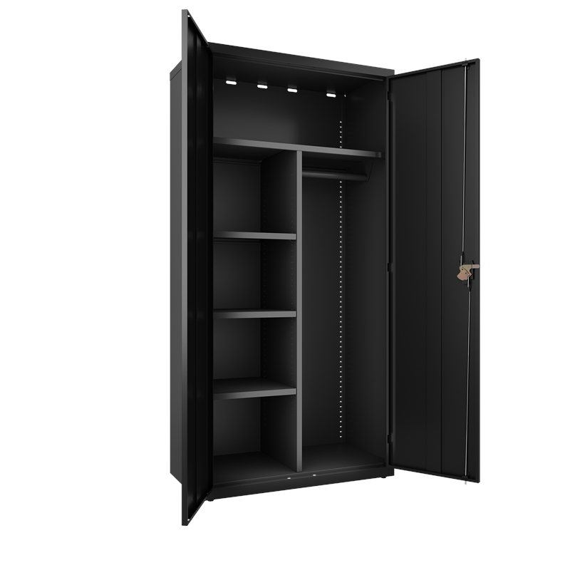 Hirsh Wardrobe Storage Garment Rod Adjustable Shelves in Black
