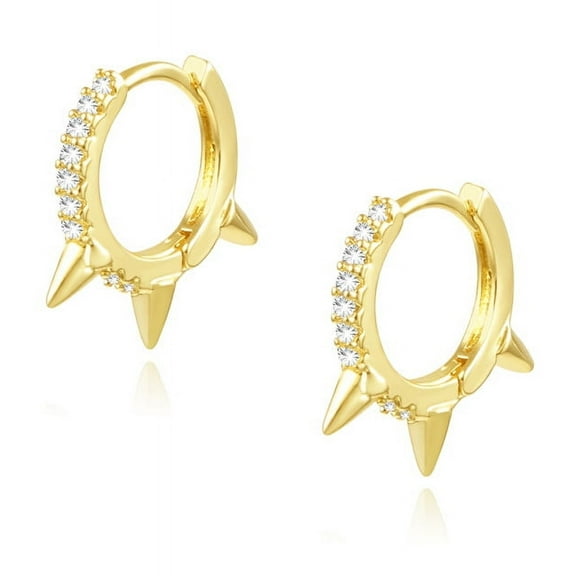 Alexcraft Women Gold Huggie Hoop Earrings Ear Stud Cuff 14K Gold Plated Small Simple Minimalist Hypoallergenic Everyday Jewelry