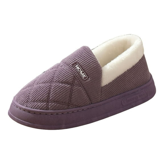 eczipvz Women's Fuzzy Memory Foam Slippers Size 8-12 Closed Back Slippers Knit Fleece Lined House Shoes for Women (Purple,12)