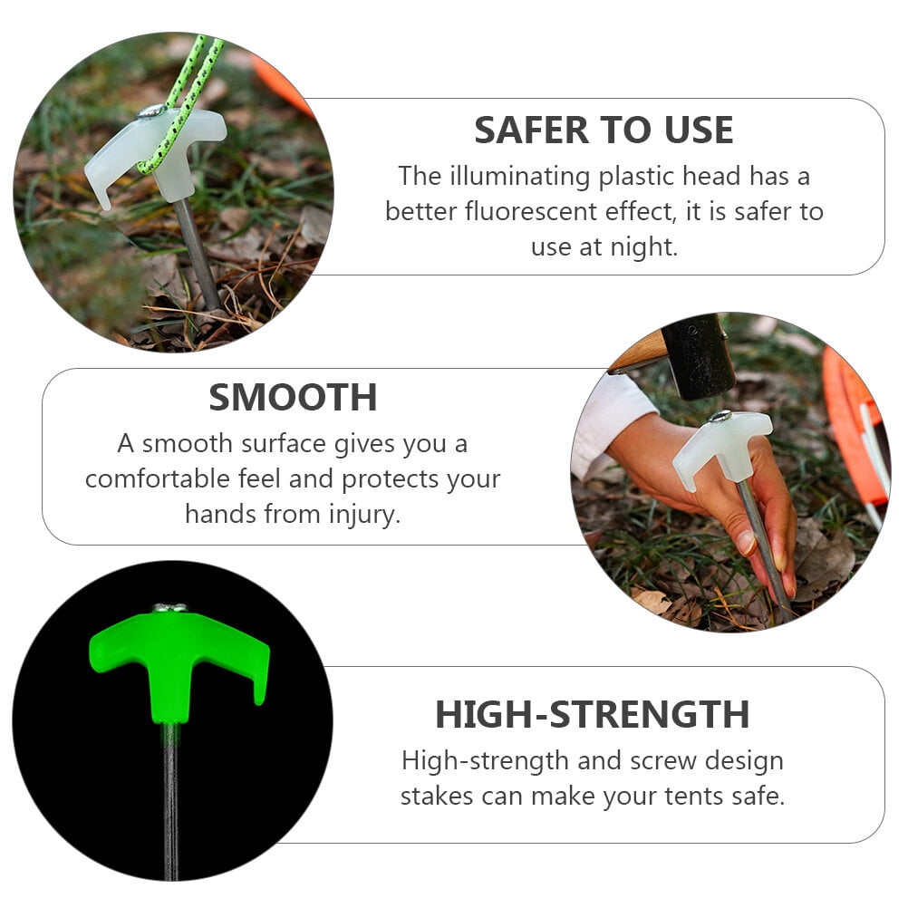 TAILTOSS  Fluorescent Tent Nails Silver for Camping and Hiking Sturdy and Safe At Night