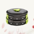 thumbnail image 5 of Outdoor cookware 10 Pcs 1-2 Person Outdoor Cookware Set Camping Cooking Pot Pan Bowl Set Camping Kit (Green Handle), 5 of 6