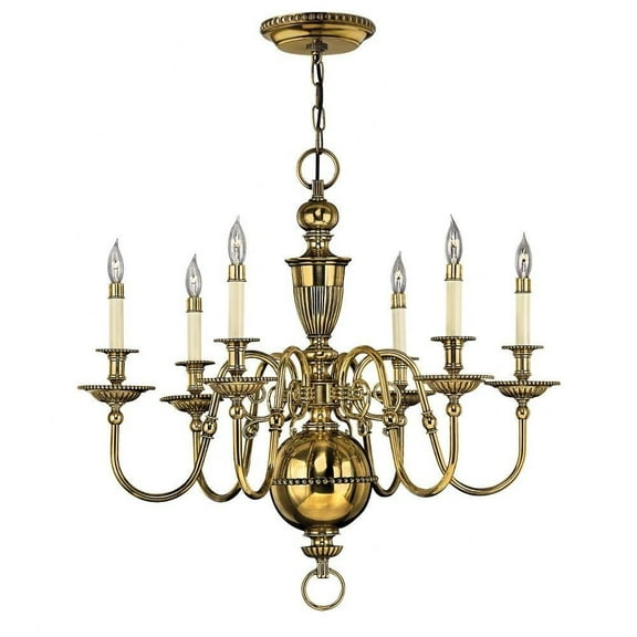Traditional Six Light Chandelier in Burnished Brass Finish Bailey Street Home 81-Bel-3002416