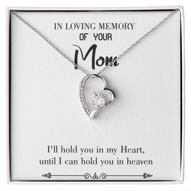 To Mom Remembrance Message Hold You in Heaven White Forever Necklace w Message Card