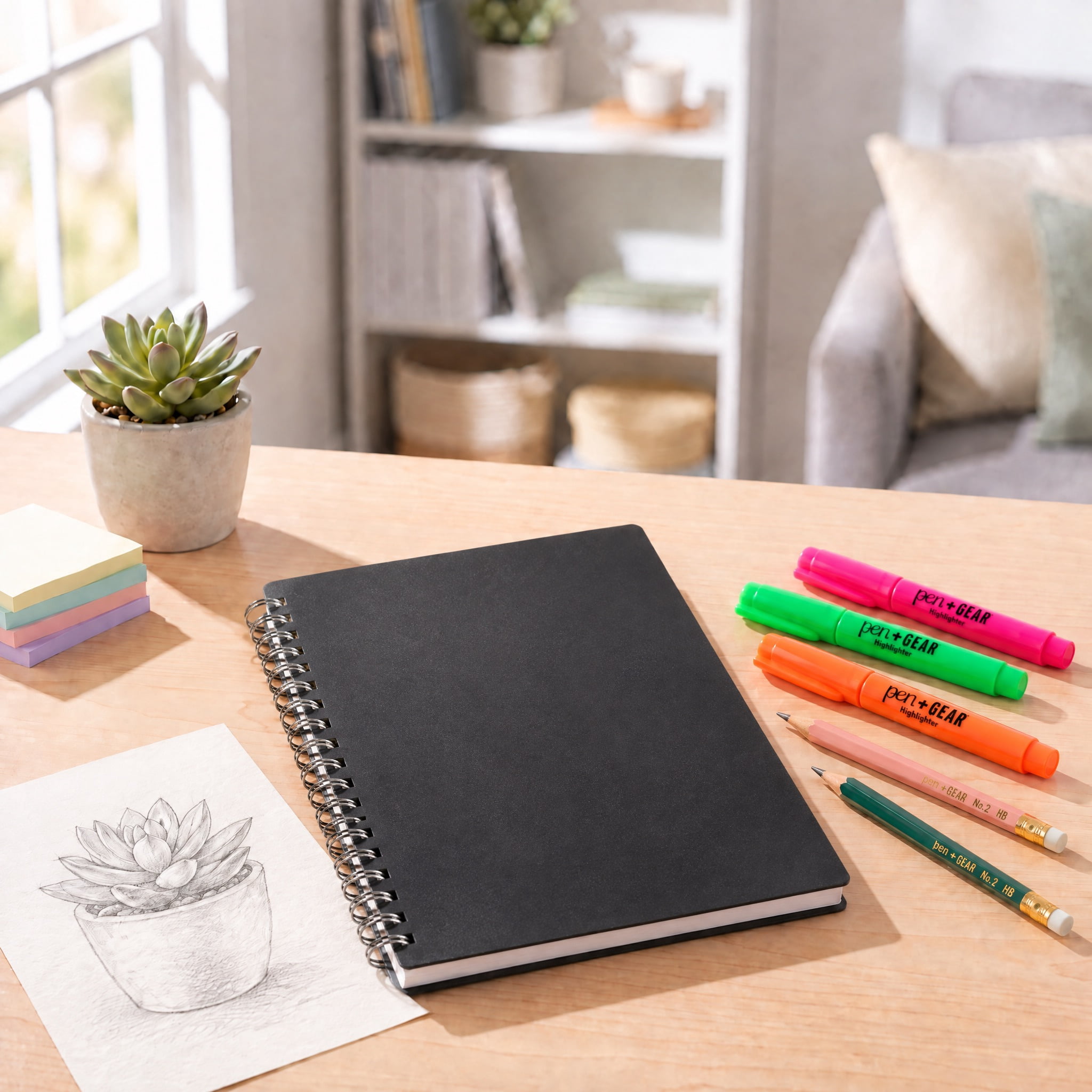 Pen+Gear Spiral Sketch Book, 9” x 12”, Black, Perforated, 75 Sheets