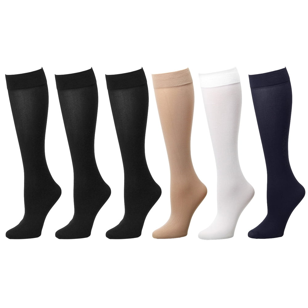 Lots of 6/10/24 PAIRS-Woman Knee High Trouser Socks-Textured-Size M 9-11 Brown 