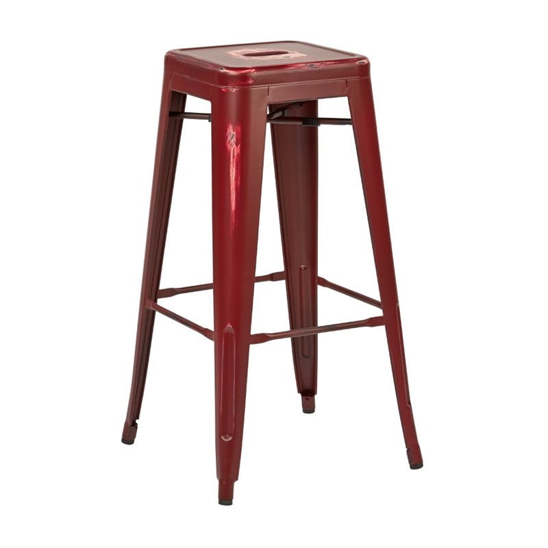 Tabouret de bar métalique ancien Bristow d'OSP Designs de 30 po en rouge ancien