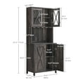 thumbnail image 4 of DEXTRUS Farmhouse Storage Cabinet for Liquor and Glasses, Freestanding Wood Tall Pantry Cabinet with 4 Door for Living Room, Hallway, Dark Rustic Oak, 4 of 7
