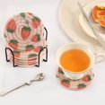 thumbnail image 5 of Haosy Set of 6 Drink Woven Coaster with Holder Heat Resistant Non-Slip Bar Coasters 4 Inches Strawberry Leaves Fower, 5 of 7