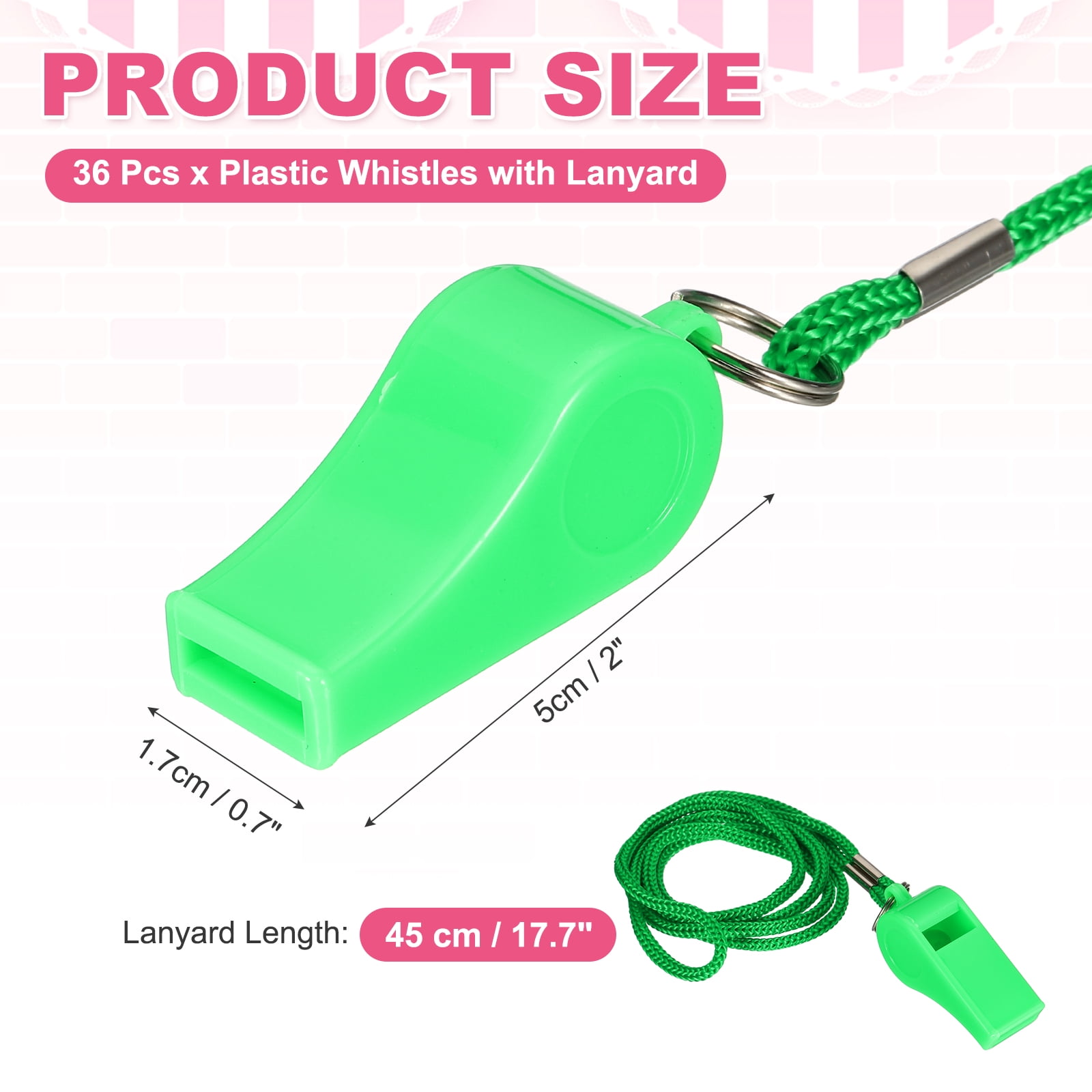 Uxcell Plastic Whistles with Lanyard, Training Sports Gather Whistles Loud Crisp Sound Colorful Bulk Whistle 36 Pcs & Green -Fitting for (Coaches/Referee/Outsides/Team Events)