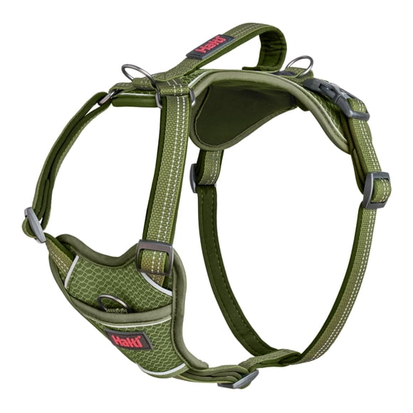 Arnés para perros HALTI Anatomy con asa y 3 correas, color verde