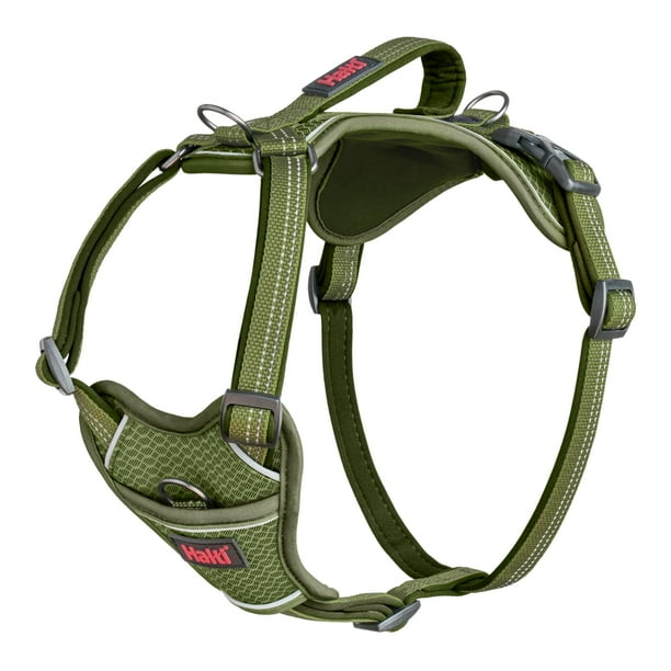 Arnés para perros HALTI Anatomy con asa y 3 correas, color verde
