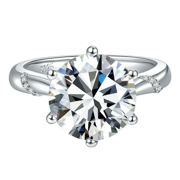 5 Carat Moissanite Ring for Women D Color VVS1 925 Sterling Silver Round Cut Moissanite Wedding Bands Simulated Diamond Wedding Rings Lab Created Diamond Engagement Ring
