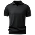 thumbnail image 5 of BUWTTED Men's Solid Color Short Sleeve Shirts Summer Golf Sport Polo Shirts Casual Beach Vacation Relaxed Tops Black L, 5 of 8