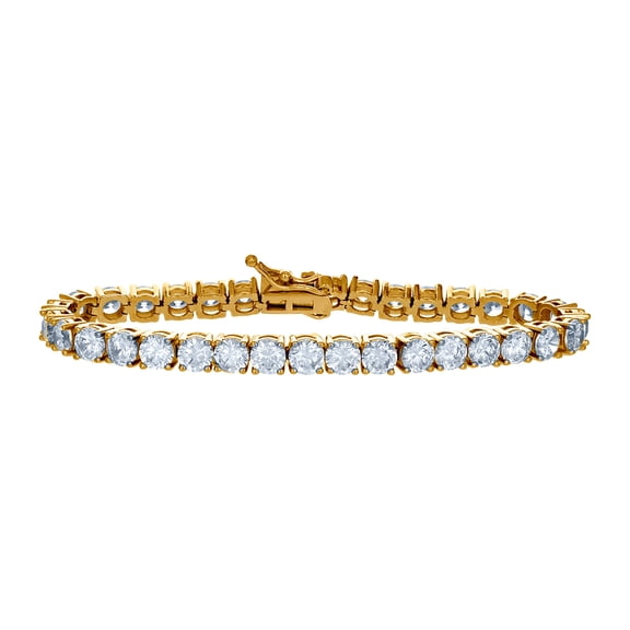 925 Sterling Silver Yellow-tone Womens Cubic Zirconia Tennis Bracelet 7 Inch 5mm Wide Tennis Bracelet for Women