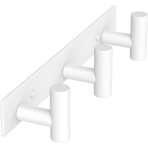 Hat and Coat Wall Mount Rack - Hooks for Robes, Bags, Keys, and Towels - Bathroom Towel Hanger Organizer (White, “T“ Shape 3 Hooks 1 Pack)