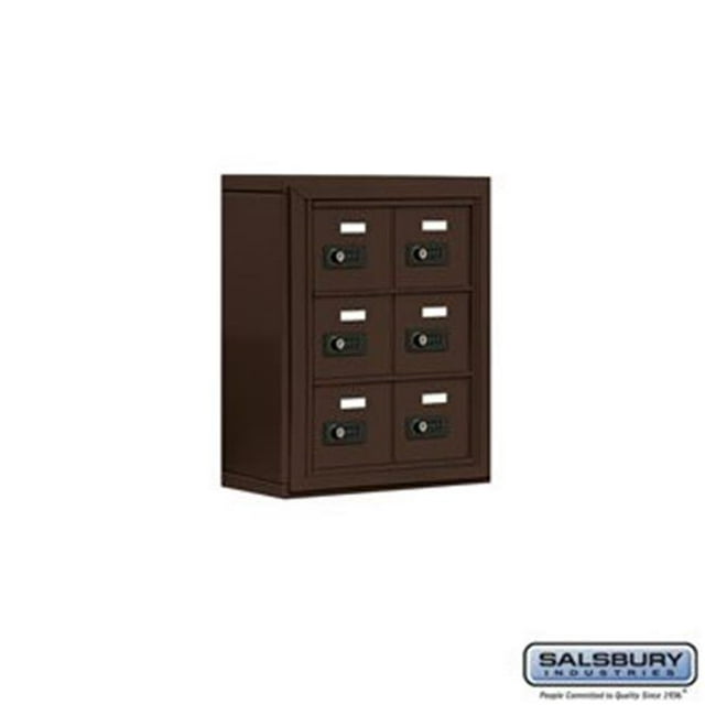 Salsbury 19035-06ZSC 5 in. Cell Phone Storage Locker - 3 Door High Unit - 6 A Doors - Bronze - Surface Mounted - Resettable Combination Locks