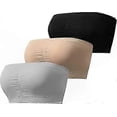thumbnail image 1 of 3-Pack Seamless Bandeau Bralettes with Removable Padding for Women, 1 of 5