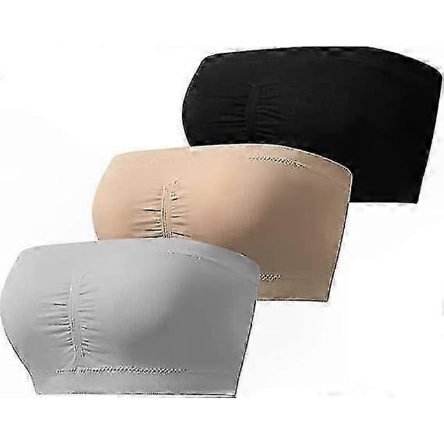 3-Pack Seamless Bandeau Bralettes with Removable Padding for Women