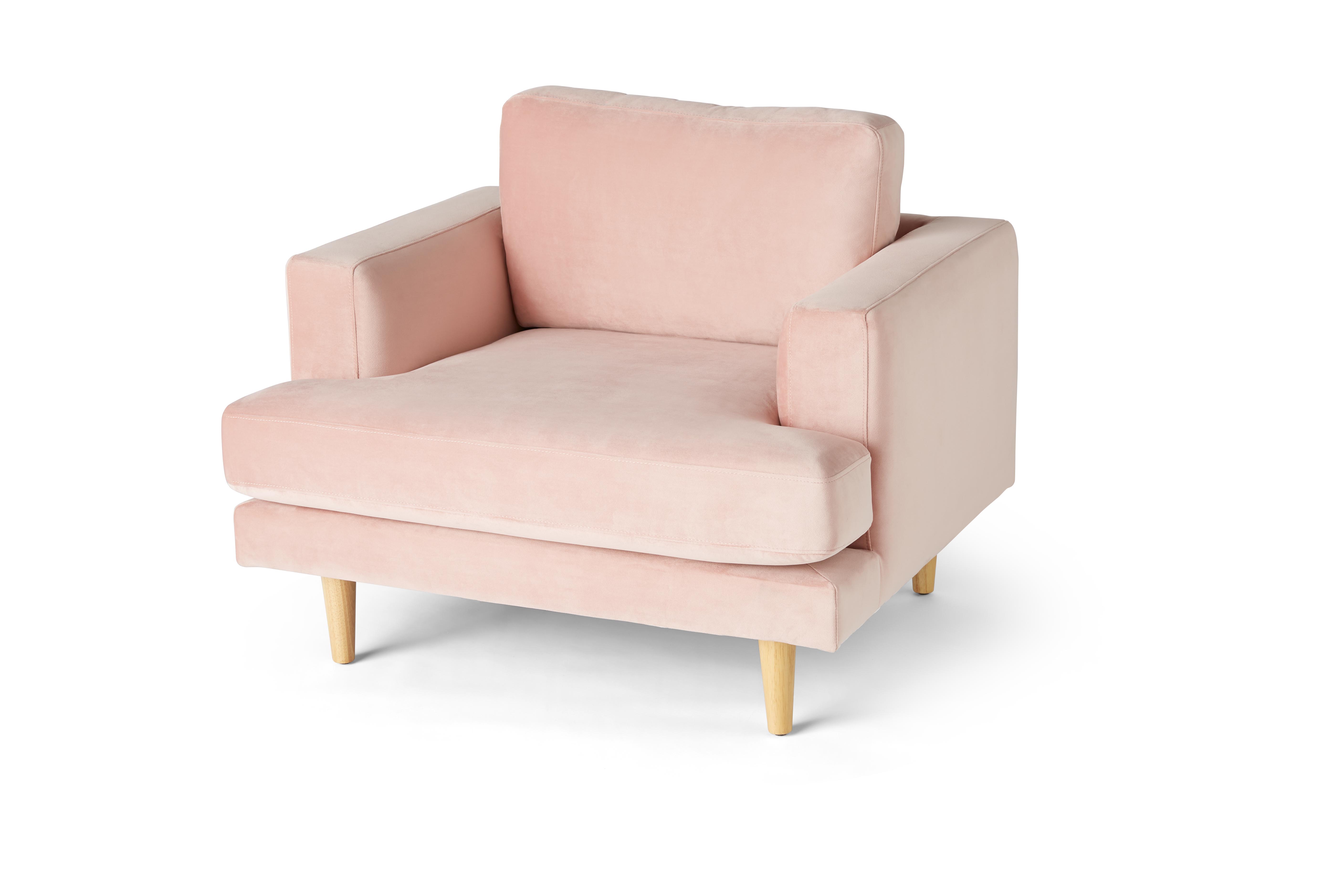 pink velvet lounge armchair