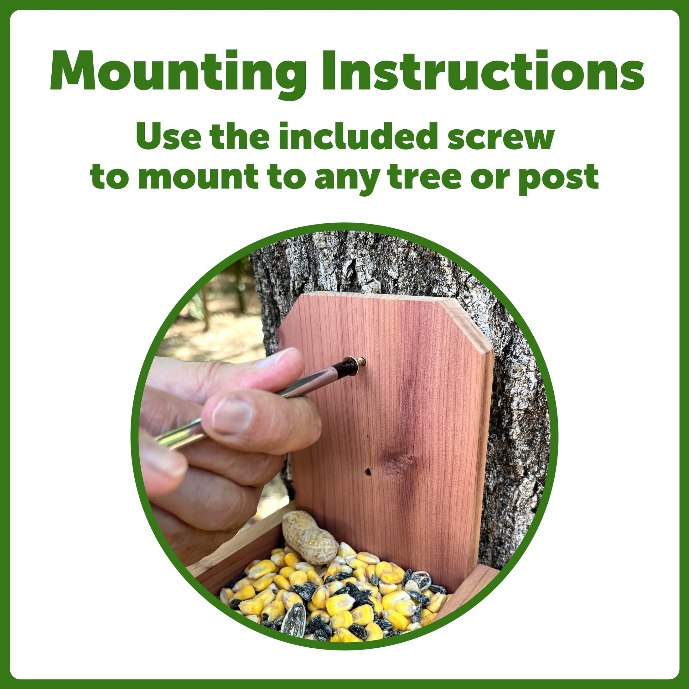 Pennington Red Cedar Picnic Table Squirrel Feeder, Holds Corn, Nuts and Seeds, 1 Table, 9"x10"x9"