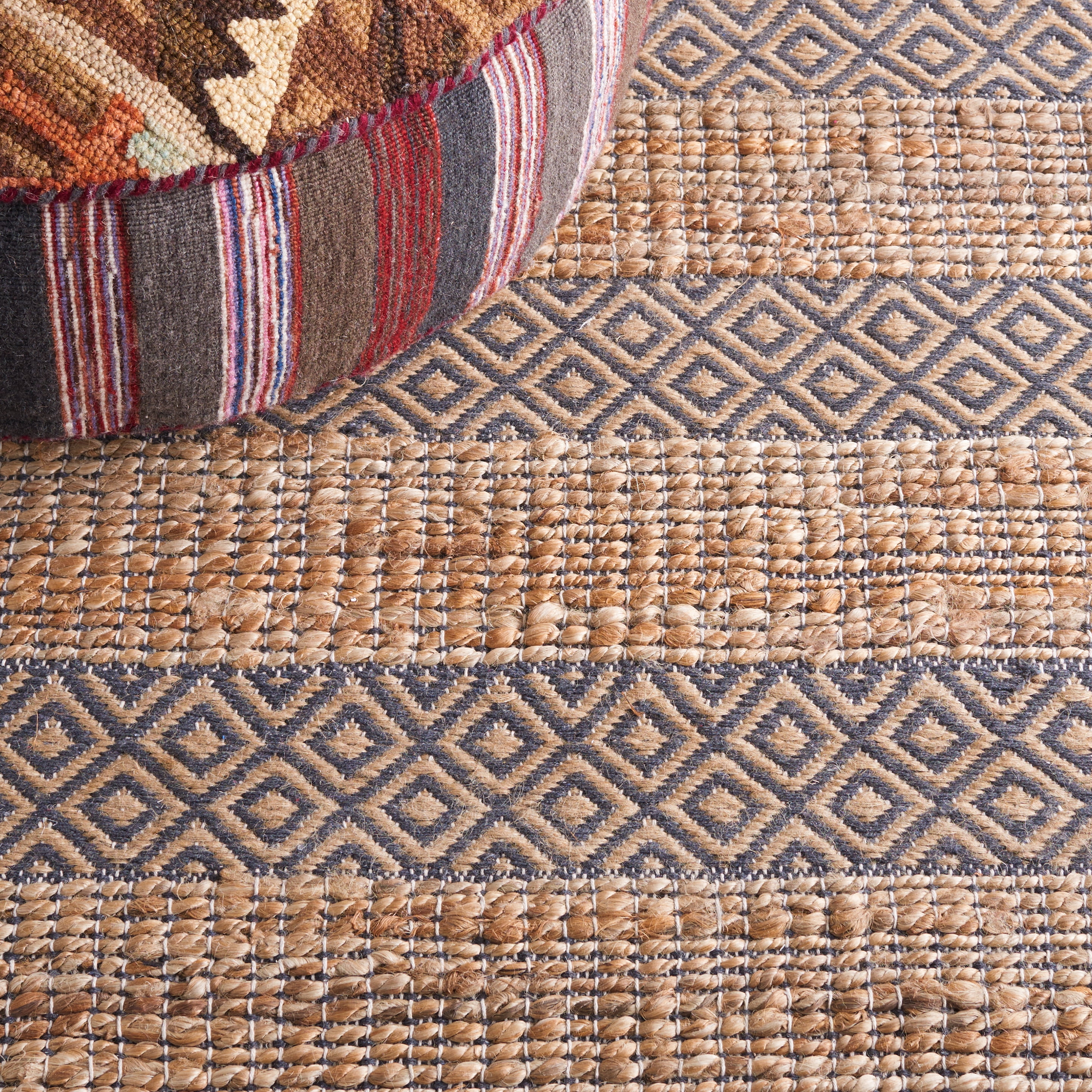 SAFAVIEH Natural Fiber Wenonah Striped Area Rug, Charcoal/Natural, 10' x 14'