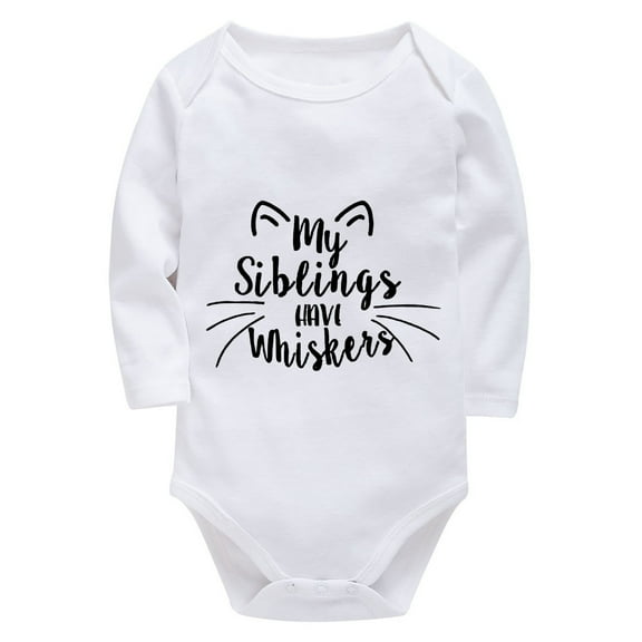 My Siblings Have Whiskers Baby White Clothes Long Sleeve Baby Boy Newborn Outfits for Hospital White 6-9 Month Boy Romper