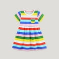 thumbnail image 3 of MEZZALL Robe Princesse à Manches Courtes à Rayures Arc-en-Ciel pour Filles, Robe de Fête Dansante, Robe d'Été Confortable, Multicolore, 2-3 Ans, 3 of 7