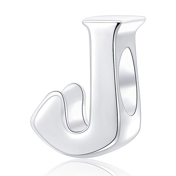 SOUKISS Alphabet Charms Authentic 925 Sterling Silver Letter Initial A-z Alphabet Beads for Christmas Mothers Gifts (J)
