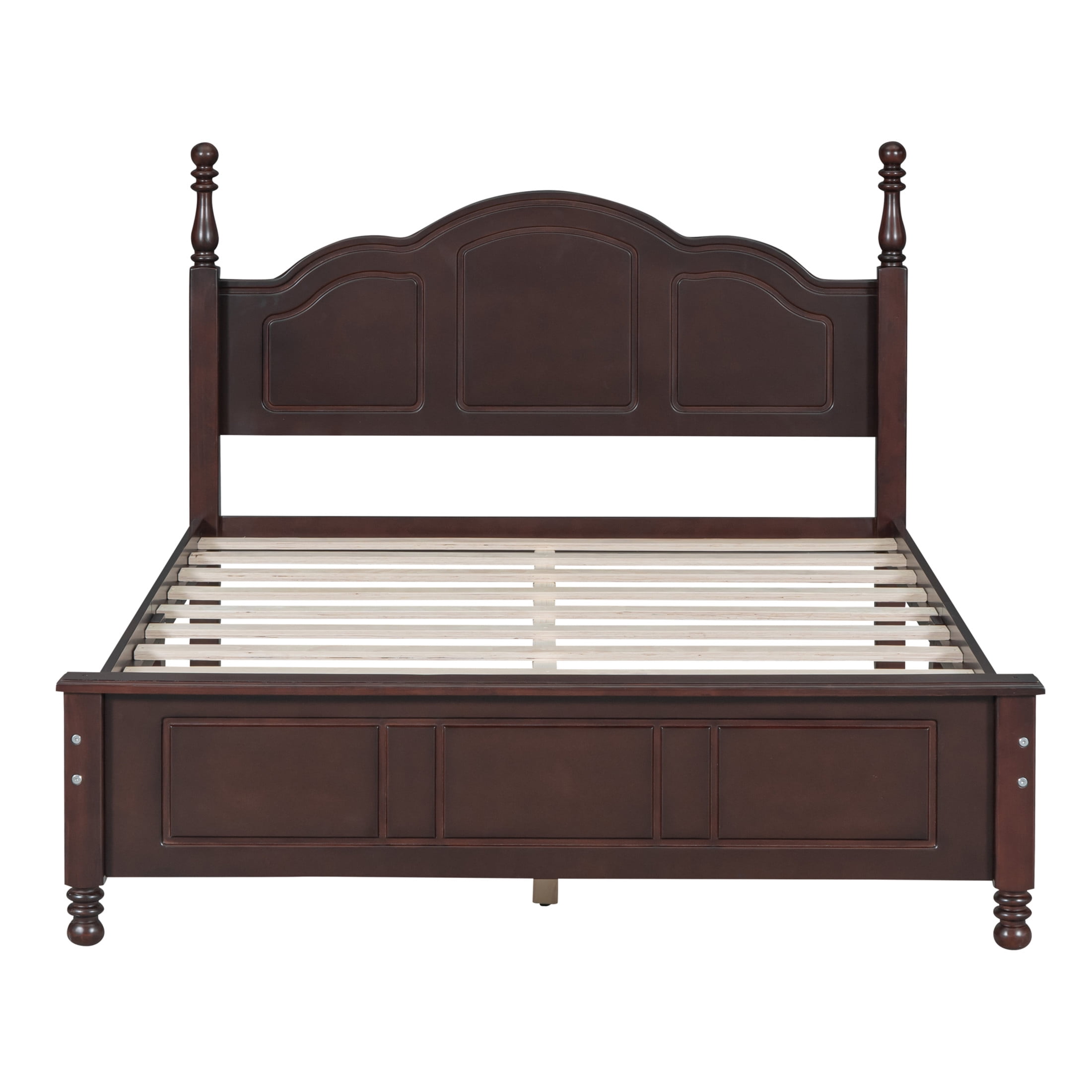 Noble House Full Size Wood Platform Bed Frame,Retro Style Platform Bed with Wooden Slat Support,Dark Walnut