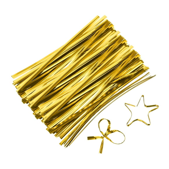 4" Twist Ties, Metallic Twist Ties, Reusable Plastic Coated Twist Ties, Pack of 800, Gold