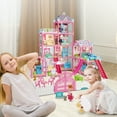 thumbnail image 2 of Hot Bee 275 Pieces Dollhouse Kit, 11 Rooms DIY Playhouse for Girls Ages 3-8, Pink Castle Christmas Toy Gift for Kids, 2 of 8