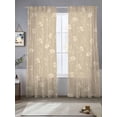 thumbnail image 2 of Beige Floral Sheer Curtains 108 Inch Length 2 Panels Set Window Treatments, Vintage Spring Botanical Flowers Rod Pocket Semi Curtains for Living Room/Bedroom/Kitchen Décor, 104"W x 108"L, 2 of 7