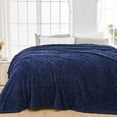 thumbnail image 2 of Super Soft King Blanket Dark Navy Premium Silky Flannel Fleece 3D Checkered Lightweight Bed Blanket All Season Use (Dark Navy Checkered, King(90"x110")), 2 of 5