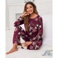 thumbnail image 5 of Women's Long Sleeve Sleepwear Soft Crew Neck Pyjama Set,Fp-wine Red, 5 of 5