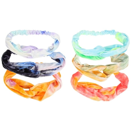 

6Pcs Knotted Stretchy Headbands Tie-dye Style Headband Yoga Workout Headbands