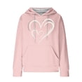 thumbnail image 3 of Graphic Hoodies for Women Fashion Waffle Heart Print Crewneck Sweatshirts Long Sleeve Fall Loose Casual Tops with Pocket(Pink L), 3 of 4