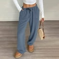 thumbnail image 2 of Hearthz Fleece Lounge Pants Women Navy Fuzzy Fleece Cozy Elastic Waist Wide Leg Sleep Pants with Pockets Fall Winter Warm Womens Pajama Bottoms, 2 of 6