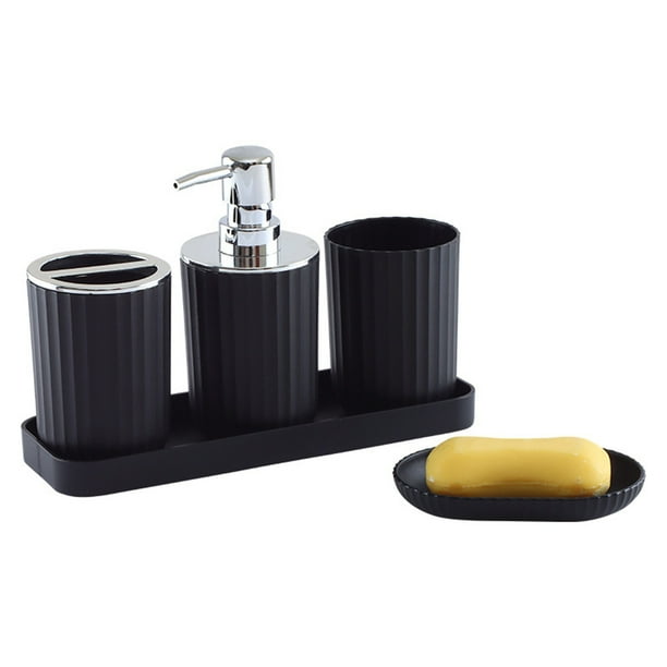 Juego de 5 tazas de baño mate con accesorios de baño, modernas tazas para enjuague bucal, juego de vasos para cepillado de dientes con bandeja para cepillos de dientes, decoración del hogar