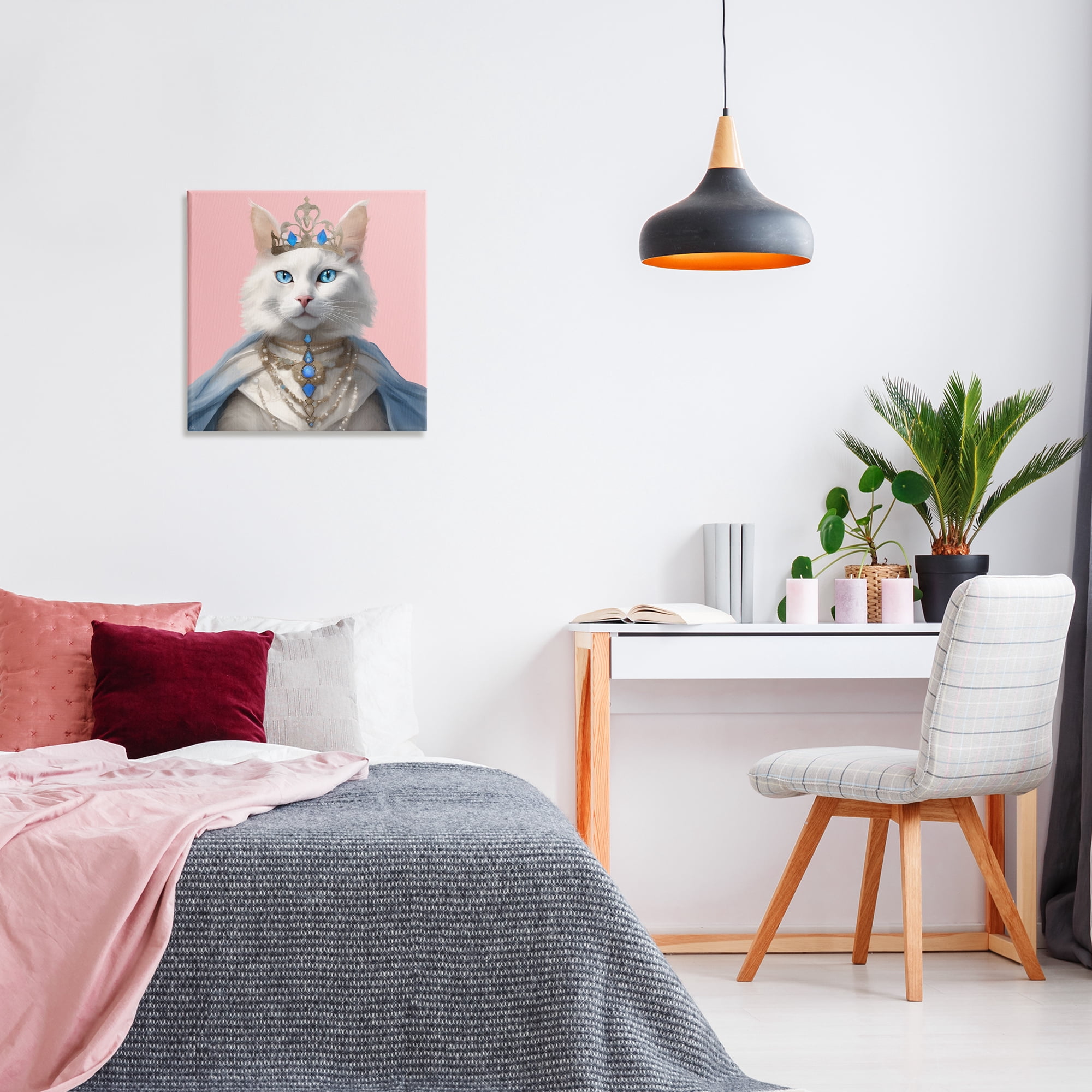 Stupell Industries Feline Princess with Crown Novelty & Humor Painting Wrapped Canvas Art Print Wall Art, 24 x 24