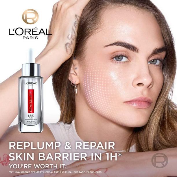 L'Oréal Paris Replumping Hyaluronic Acid Face Serum, Repairs Skin