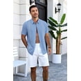 thumbnail image 4 of COOFANDY Men's Button Up Shirts Casual Short Sleeve Stripe Shirt for Men Casual and Office Wear, 4 of 9