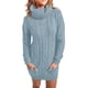 thumbnail image 3 of Vestido casual de punto con cuello alto, manga larga y bolsillo, vestido tipo suéter suelto para mujer, 3 of 6