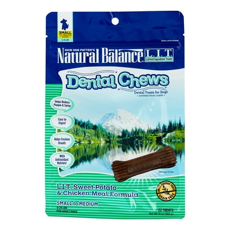 Natural Dental Chews - Natural Balance LIT Grain-Free Dental Chews Sweet Potato & Chicken Meal Small Dog Treat, 22 Ct