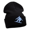 thumbnail image 4 of Snowboarding Silhouette Embroidered Long Knitted Beanie - Black OSFM, 4 of 5