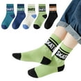 thumbnail image 1 of Toddler Boys Girls Letter Print Socks Athletic Socks For Boy 3 To 16 Years Pack Of 5 Pairs Crew Socks, 1 of 4