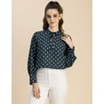 thumbnail image 2 of Moomaya Long Sleeve Printed Georgette Shirt - Women's Trendy Tie Up Neck Shirt, 2 of 9