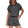 thumbnail image 2 of Wiholl Two Piece Sets for Women Summer Lounge Short Sets Cap Sleeve Crew Neck Sweatsuit with Pocket, 2 of 8